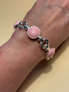 Napier Silver-Link Bubblegum Pink Stretch Bracelet